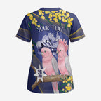 Personalised Pink Galah Australia Day Scrub Top 26th January Golden Wattle Flag Color - Aussie Hoodie
