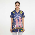 Personalised Pink Galah Australia Day Scrub Top 26th January Golden Wattle Flag Color - Aussie Hoodie