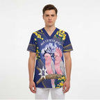 Personalised Pink Galah Australia Day Scrub Top 26th January Golden Wattle Flag Color - Aussie Hoodie