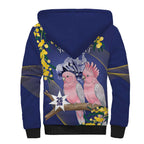 Personalised Pink Galah Australia Day Sherpa Hoodie 26th January Golden Wattle Flag Color - Aussie Hoodie