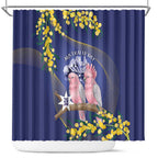 Pink Galah Australia Day Shower Curtain 26th January Golden Wattle Flag Color - Aussie Hoodie