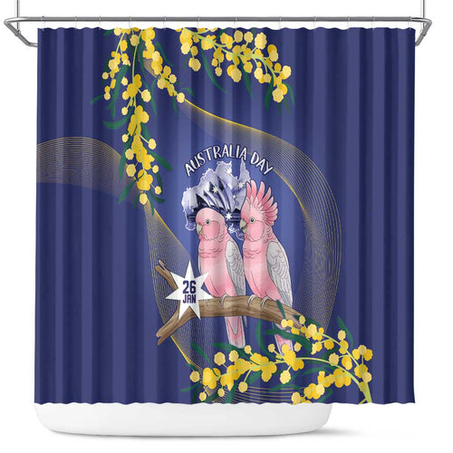 Pink Galah Australia Day Shower Curtain 26th January Golden Wattle Flag Color - Aussie Hoodie