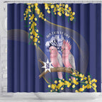 Pink Galah Australia Day Shower Curtain 26th January Golden Wattle Flag Color - Aussie Hoodie