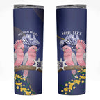 Personalised Pink Galah Australia Day Skinny Tumbler 26th January Golden Wattle Flag Color - Aussie Hoodie