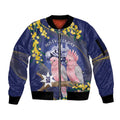 Personalised Pink Galah Australia Day Sleeve Zip Bomber Jacket 26th January Golden Wattle Flag Color - Aussie Hoodie