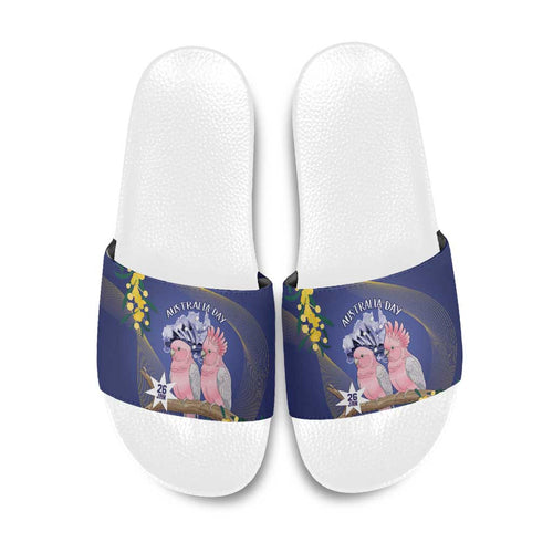 Pink Galah Australia Day Slide Sandals 26th January Golden Wattle Flag Color - Aussie Hoodie
