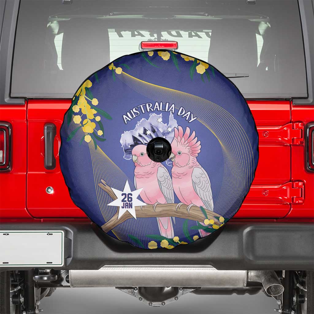 Pink Galah Australia Day Spare Tire Cover 26th January Golden Wattle Flag Color - Aussie Hoodie