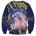 Personalised Pink Galah Australia Day Sweatshirt 26th January Golden Wattle Flag Color - Aussie Hoodie