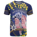 Personalised Pink Galah Australia Day T Shirt 26th January Golden Wattle Flag Color - Aussie Hoodie
