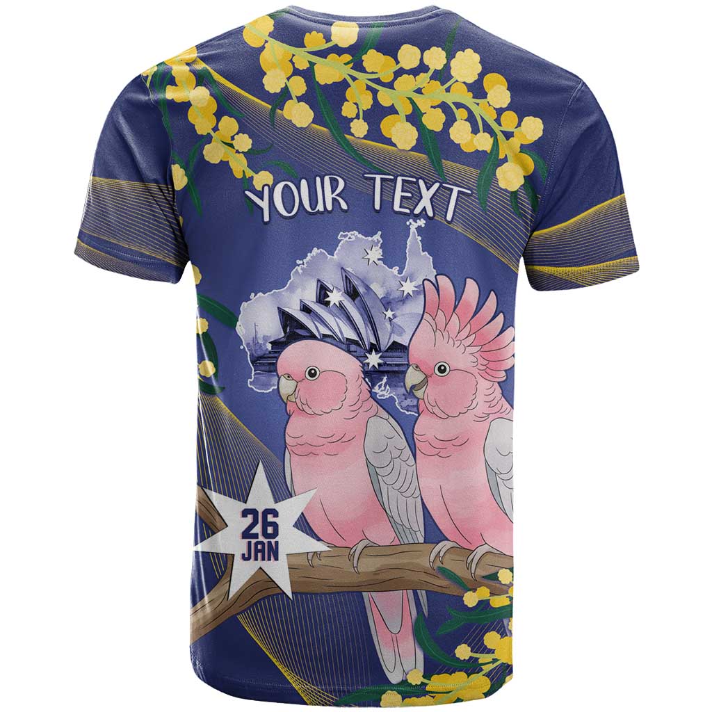 Personalised Pink Galah Australia Day T Shirt 26th January Golden Wattle Flag Color - Aussie Hoodie