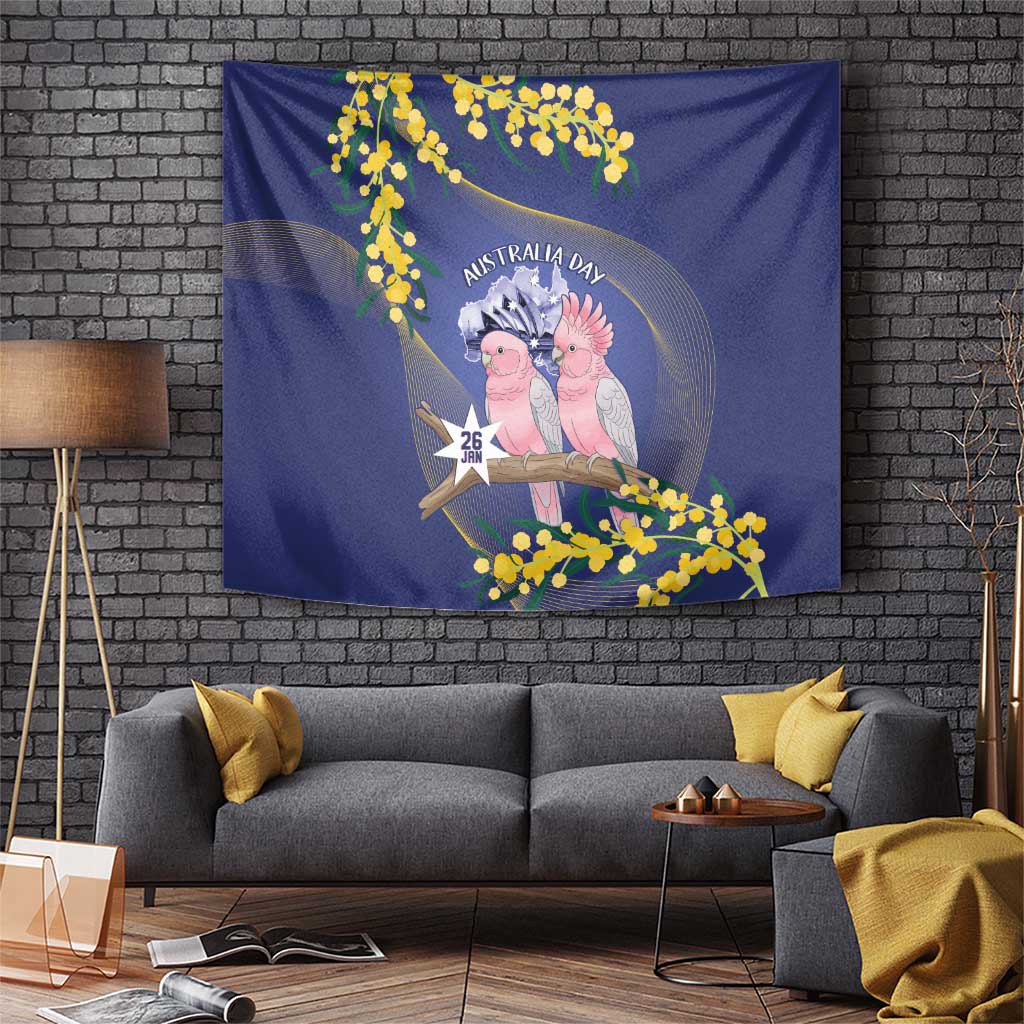 Pink Galah Australia Day Tapestry 26th January Golden Wattle Flag Color - Aussie Hoodie