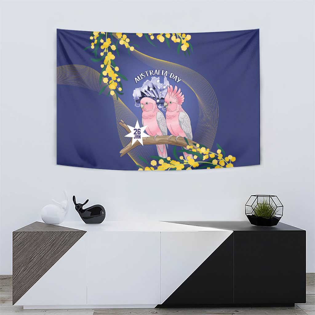 Pink Galah Australia Day Tapestry 26th January Golden Wattle Flag Color - Aussie Hoodie