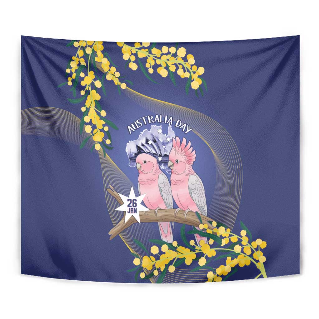 Pink Galah Australia Day Tapestry 26th January Golden Wattle Flag Color - Aussie Hoodie
