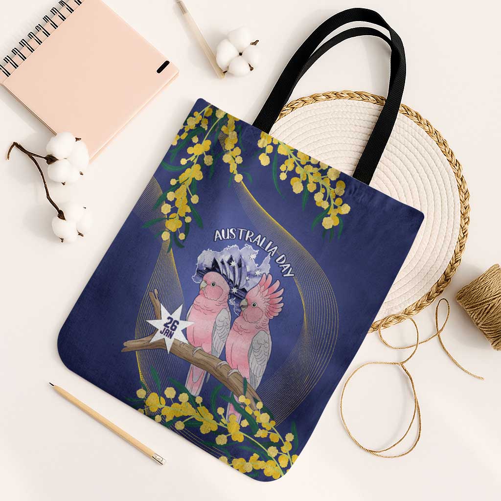 Pink Galah Australia Day Tote Bag 26th January Golden Wattle Flag Color - Aussie Hoodie
