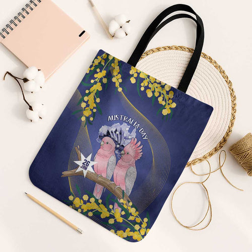 Pink Galah Australia Day Tote Bag 26th January Golden Wattle Flag Color - Aussie Hoodie