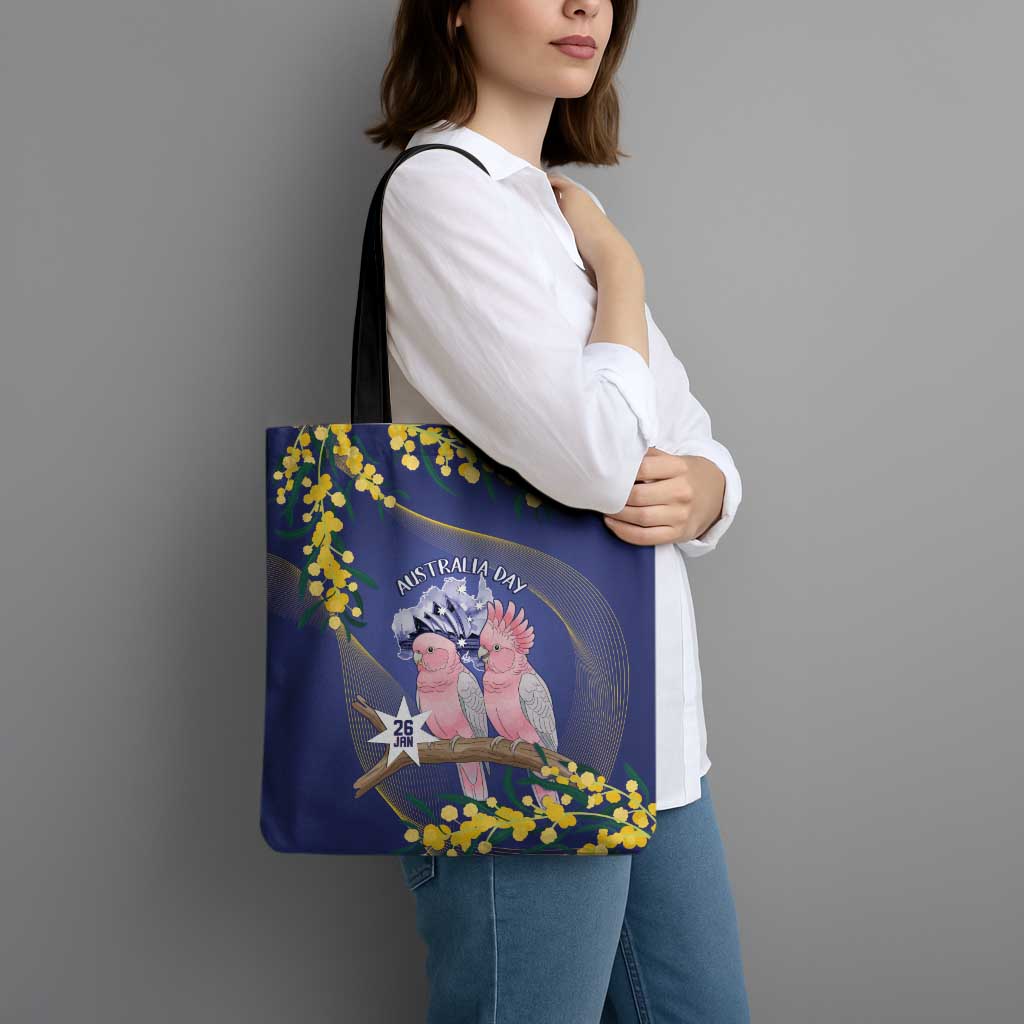 Pink Galah Australia Day Tote Bag 26th January Golden Wattle Flag Color - Aussie Hoodie