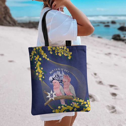 Pink Galah Australia Day Tote Bag 26th January Golden Wattle Flag Color - Aussie Hoodie