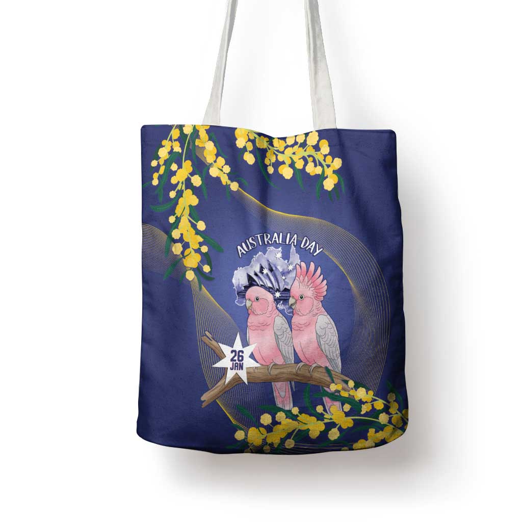 Pink Galah Australia Day Tote Bag 26th January Golden Wattle Flag Color - Aussie Hoodie