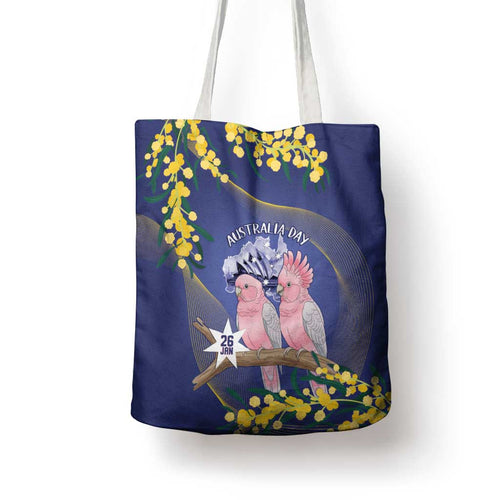 Pink Galah Australia Day Tote Bag 26th January Golden Wattle Flag Color - Aussie Hoodie