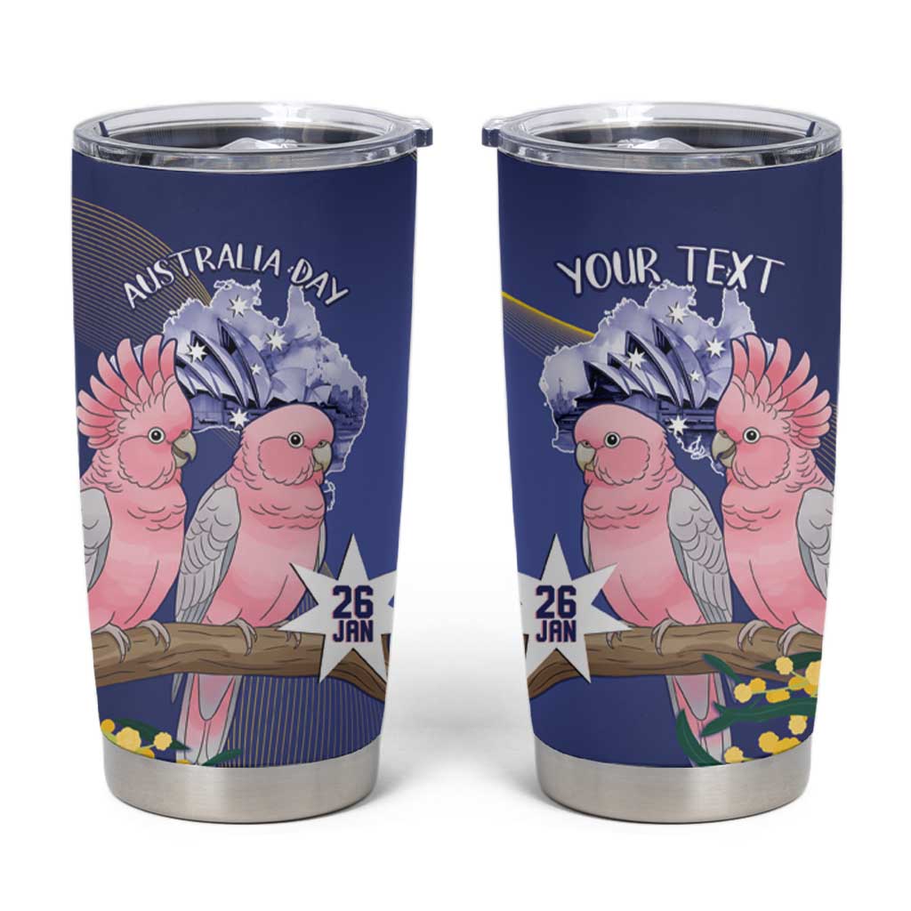 Personalised Pink Galah Australia Day Tumbler Cup 26th January Golden Wattle Flag Color - Aussie Hoodie