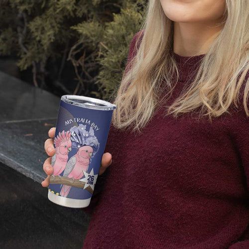 Personalised Pink Galah Australia Day Tumbler Cup 26th January Golden Wattle Flag Color - Aussie Hoodie