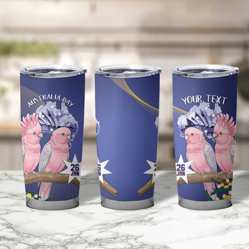 Personalised Pink Galah Australia Day Tumbler Cup 26th January Golden Wattle Flag Color - Aussie Hoodie