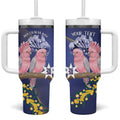 Personalised Pink Galah Australia Day Tumbler With Handle 26th January Golden Wattle Flag Color - Aussie Hoodie