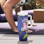 Personalised Pink Galah Australia Day Tumbler With Handle 26th January Golden Wattle Flag Color - Aussie Hoodie