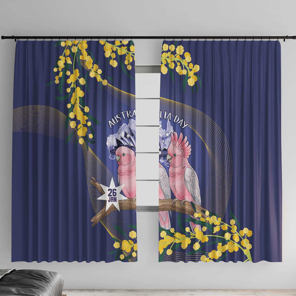 Pink Galah Australia Day Window Curtain 26th January Golden Wattle Flag Color - Aussie Hoodie