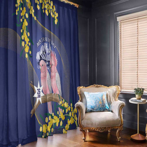 Pink Galah Australia Day Window Curtain 26th January Golden Wattle Flag Color - Aussie Hoodie