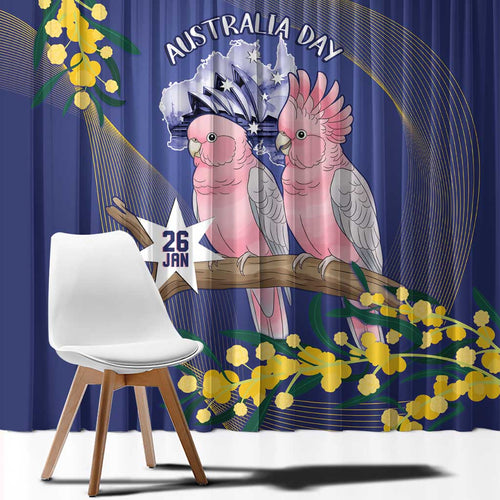 Pink Galah Australia Day Window Curtain 26th January Golden Wattle Flag Color - Aussie Hoodie