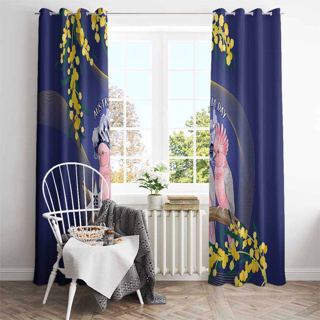 Pink Galah Australia Day Window Curtain 26th January Golden Wattle Flag Color - Aussie Hoodie