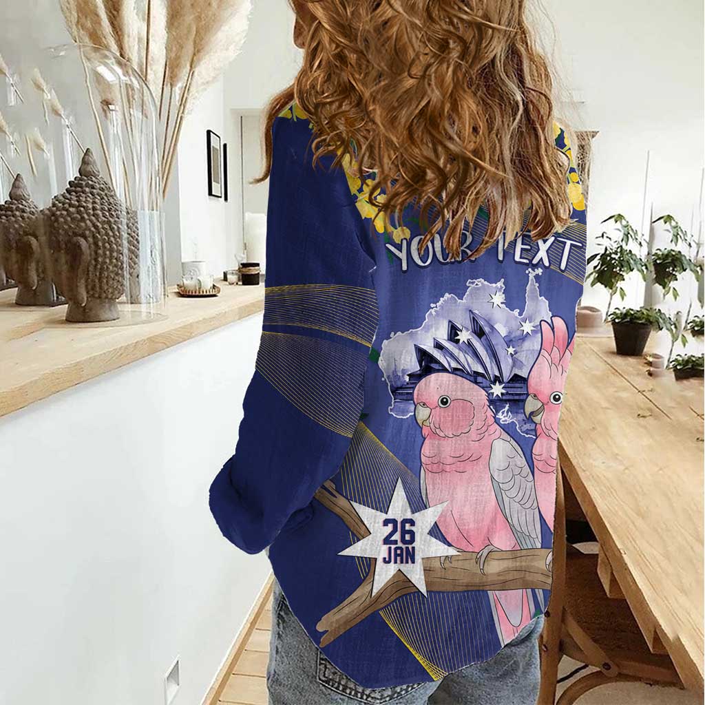Personalised Pink Galah Australia Day Women Casual Shirt 26th January Golden Wattle Flag Color - Aussie Hoodie