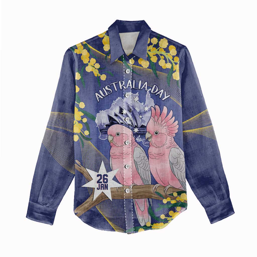 Personalised Pink Galah Australia Day Women Casual Shirt 26th January Golden Wattle Flag Color - Aussie Hoodie