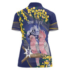 Personalised Pink Galah Australia Day Women Polo Shirt 26th January Golden Wattle Flag Color - Aussie Hoodie