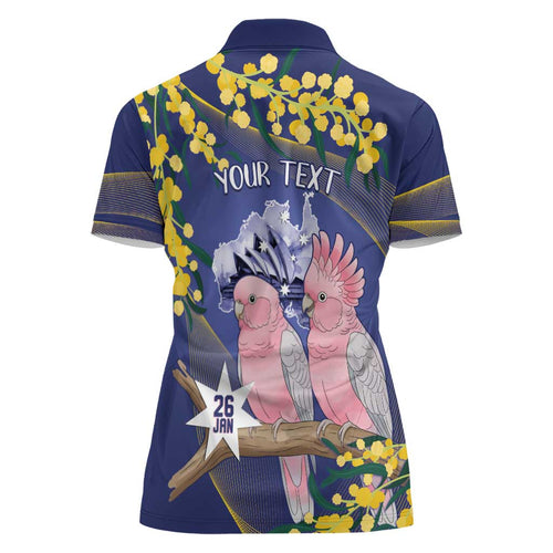 Personalised Pink Galah Australia Day Women Polo Shirt 26th January Golden Wattle Flag Color - Aussie Hoodie