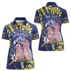 Personalised Pink Galah Australia Day Women Polo Shirt 26th January Golden Wattle Flag Color - Aussie Hoodie