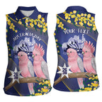 Personalised Pink Galah Australia Day Women Sleeveless Polo Shirt 26th January Golden Wattle Flag Color - Aussie Hoodie