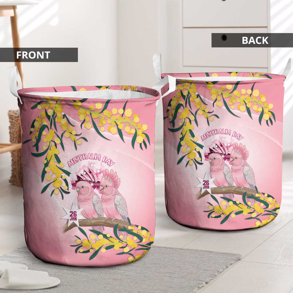 Galah Australia Day Laundry Basket 26th January Golden Wattle Pink Color - Aussie Hoodie
