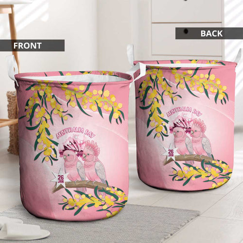 Galah Australia Day Laundry Basket 26th January Golden Wattle Pink Color - Aussie Hoodie