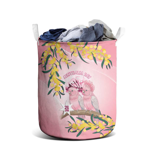 Galah Australia Day Laundry Basket 26th January Golden Wattle Pink Color - Aussie Hoodie