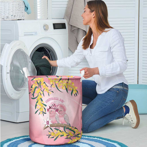 Galah Australia Day Laundry Basket 26th January Golden Wattle Pink Color - Aussie Hoodie