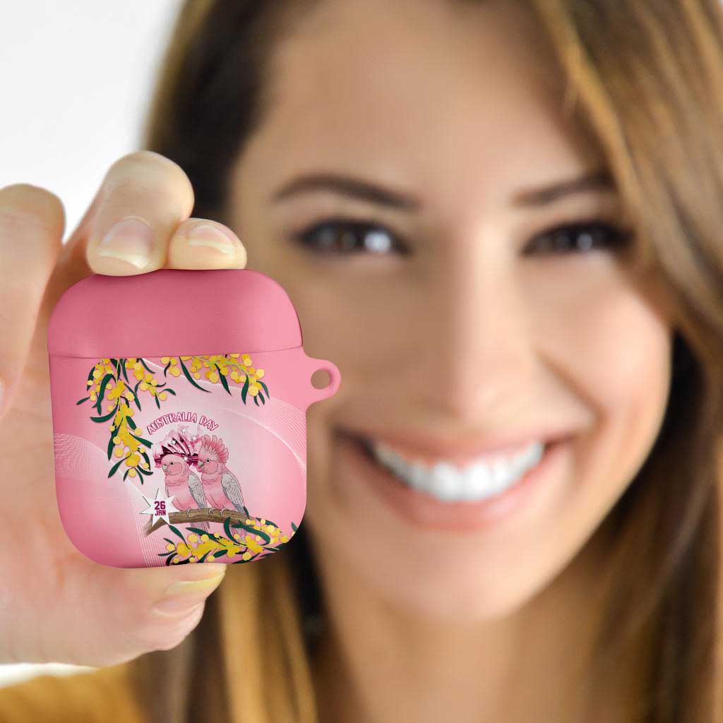 Galah Australia Day AirPods Case 26th January Golden Wattle Pink Color - Aussie Hoodie