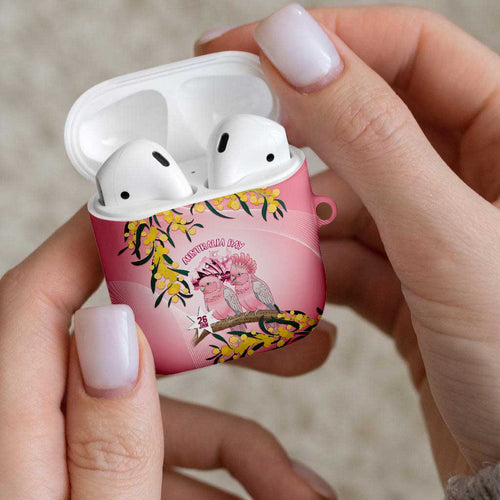 Galah Australia Day AirPods Case 26th January Golden Wattle Pink Color - Aussie Hoodie