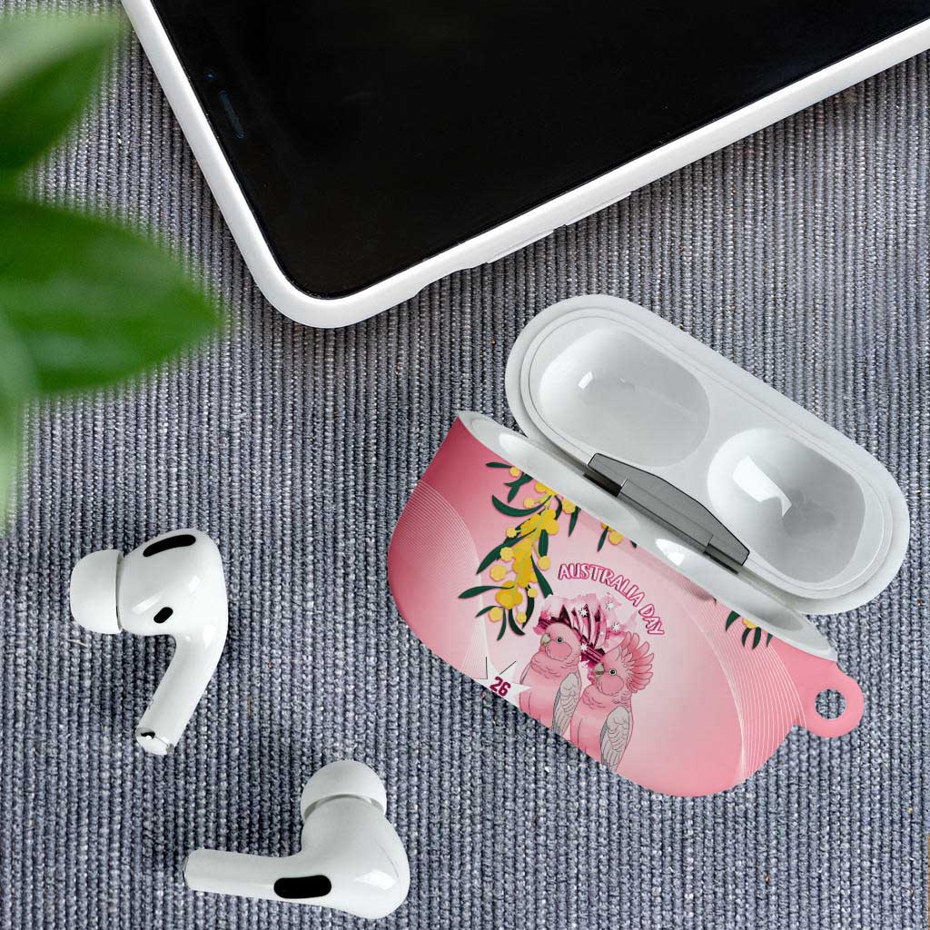 Galah Australia Day AirPods Case 26th January Golden Wattle Pink Color - Aussie Hoodie