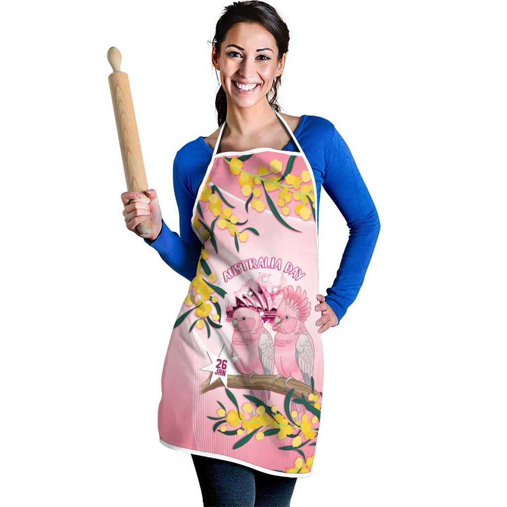 Galah Australia Day Apron 26th January Golden Wattle Pink Color - Aussie Hoodie