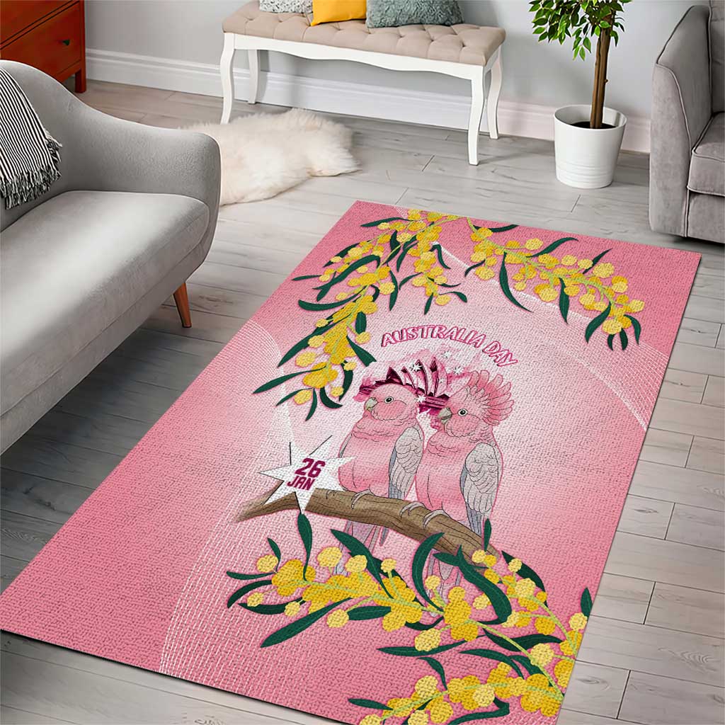 Galah Australia Day Area Rug 26th January Golden Wattle Pink Color - Aussie Hoodie