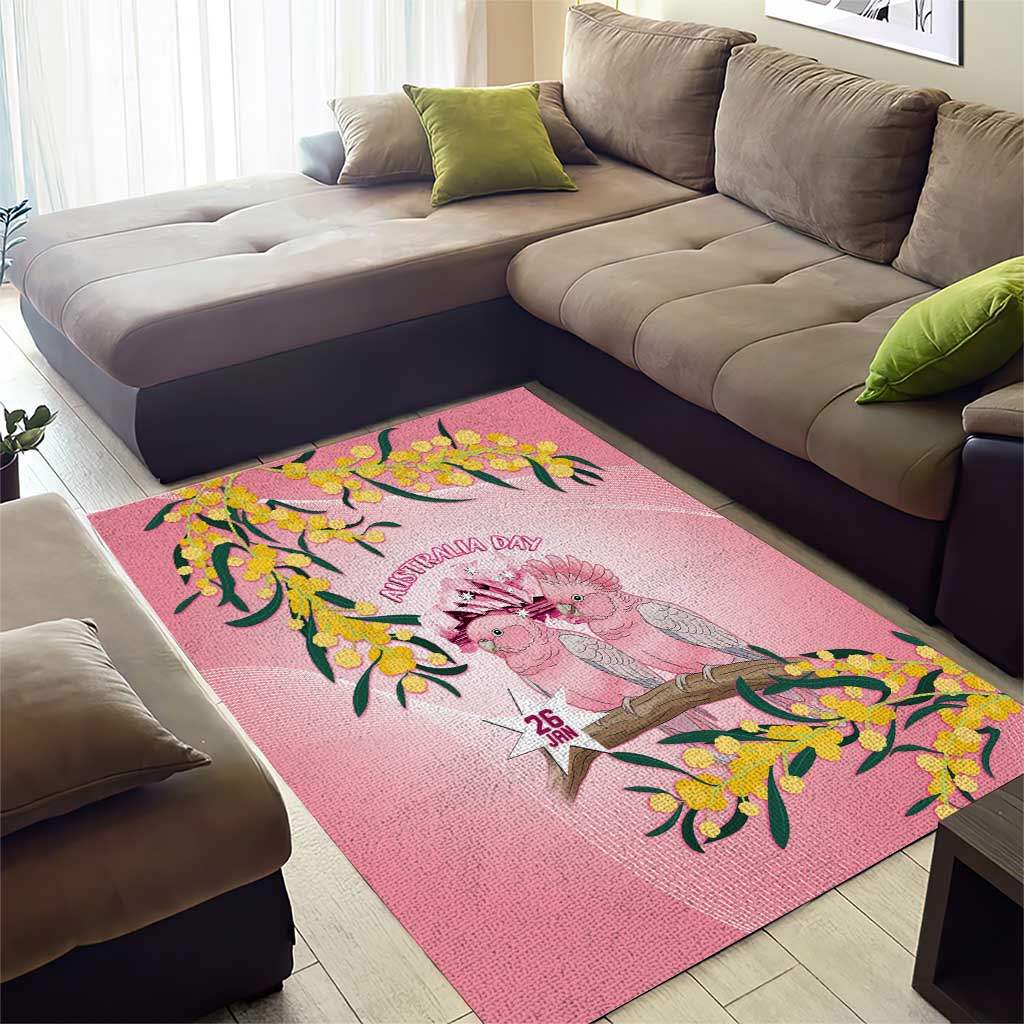 Galah Australia Day Area Rug 26th January Golden Wattle Pink Color - Aussie Hoodie