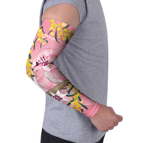 Personalised Galah Australia Day Arm Sleeves 26th January Golden Wattle Pink Color - Aussie Hoodie