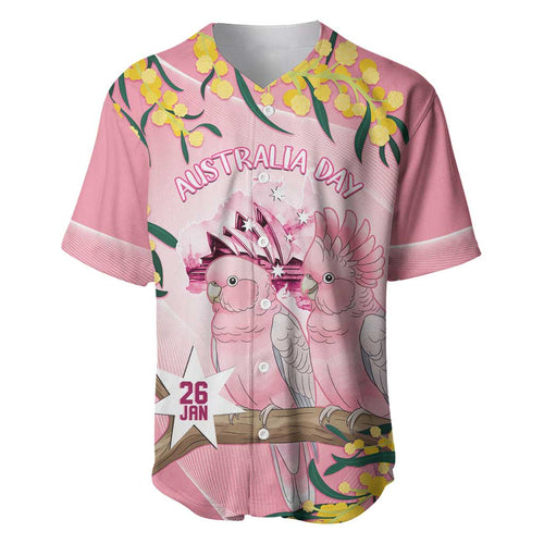 Personalised Galah Australia Day Baseball Jersey 26th January Golden Wattle Pink Color - Aussie Hoodie